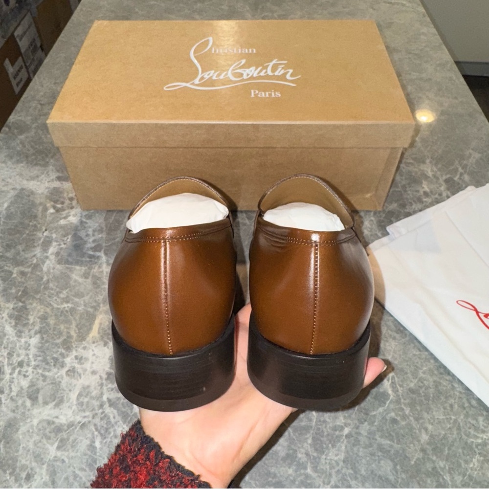 New Size 43 Christian Louboutin Varsimoc monogram-plaque leather loafers brown - Picture 6 of 10